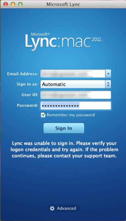 Lync For Mac 2011